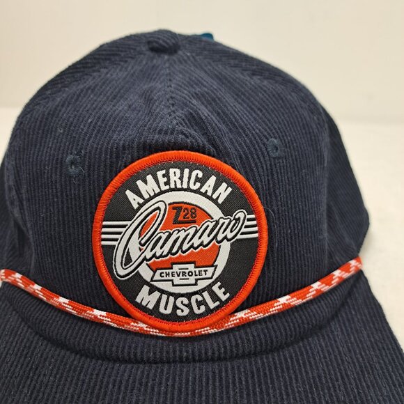 Chevrolet Camaro Z28 Hat American Muscle Circle Patch Navy Rope Corduroy Cap NWT - Picture 3 of 7